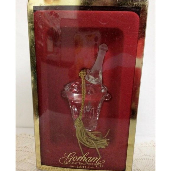 GORHAM Crystal Champagne Bottle  Bucket Ornament - Picture 2 of 2
